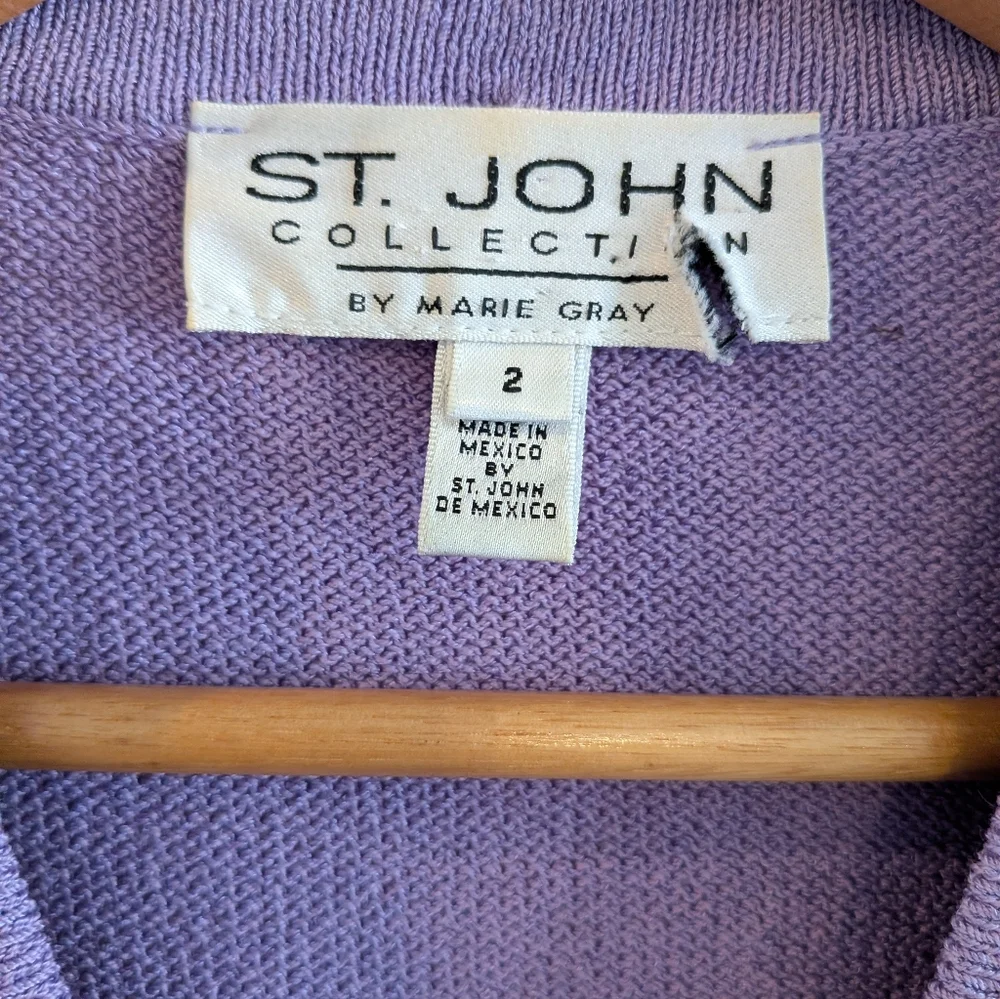 St John Collection Santana Knit Lavender Purple Cardigan Wool Blend Size 2 - Picture 12 of 13